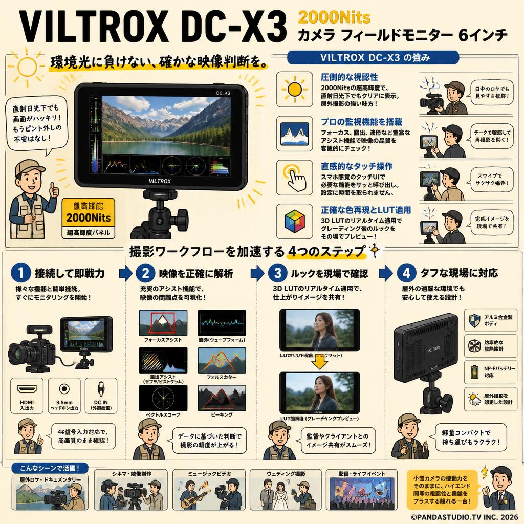 Viltrox DC-X3  2000Nits カメラ フィールドモニター 6インチ 概要