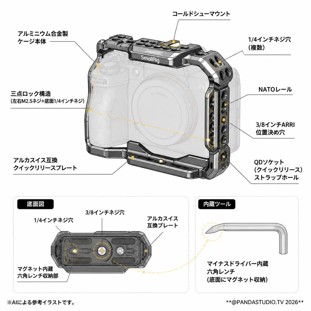 SmallRig Sony Alpha 7R V / Alpha 7 IV / Alpha 7S III用 (4308) スペック