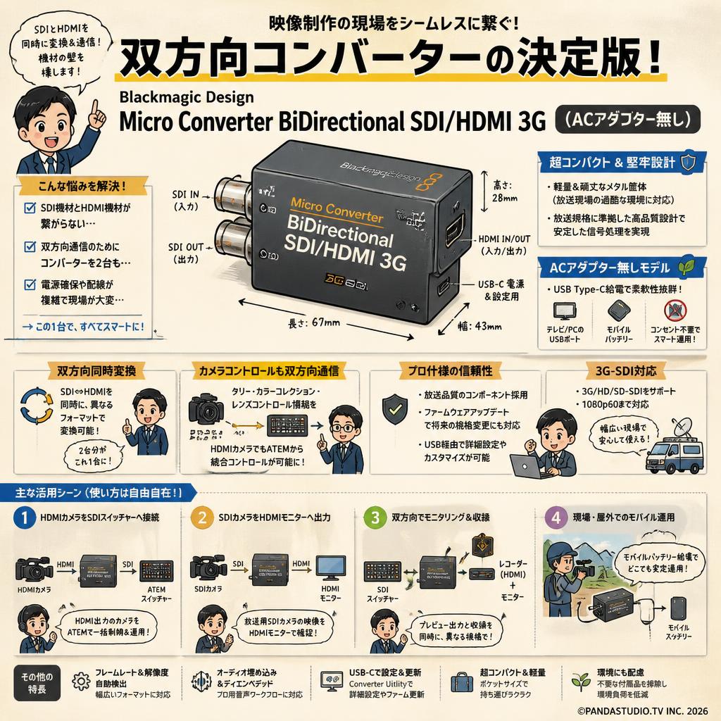 Blackmagic Design Micro Converter BiDirectional SDI/HDMI 3G(ACアダプター無し) 概要