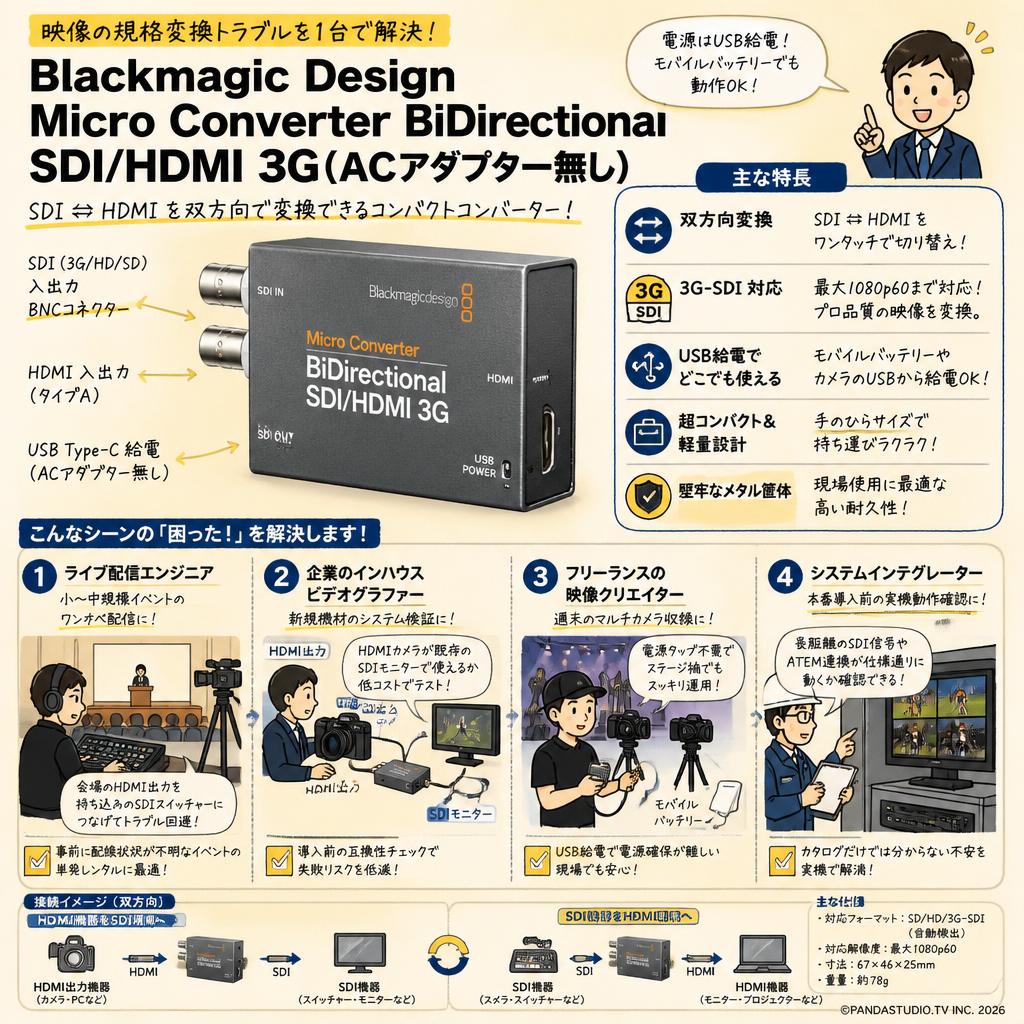 Blackmagic Design Micro Converter BiDirectional SDI/HDMI 3G(ACアダプター無し) おもな対象のお客様