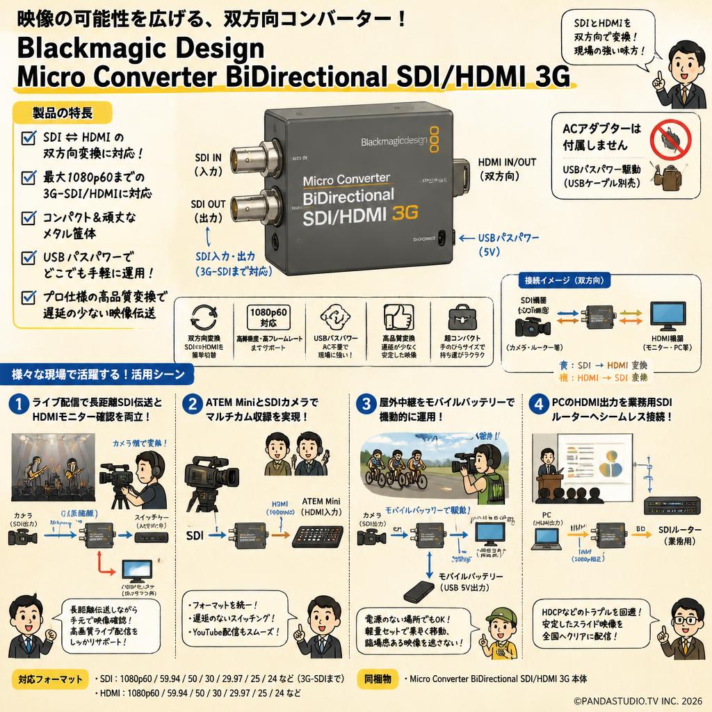 Blackmagic Design Micro Converter BiDirectional SDI/HDMI 3G(ACアダプター無し) 用途
