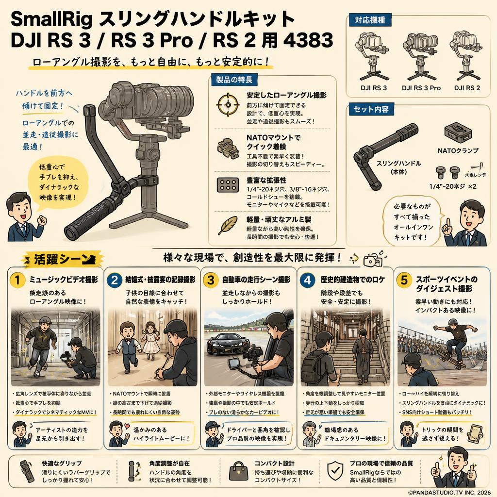 SmallRig スリングハンドルキット DJI RS 3 / RS 3 Pro / RS 2 用 4383 用途