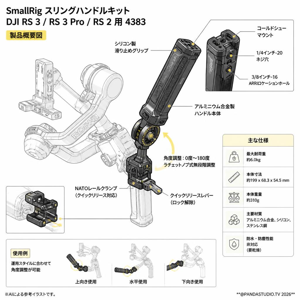 SmallRig スリングハンドルキット DJI RS 3 / RS 3 Pro / RS 2 用 4383 スペック