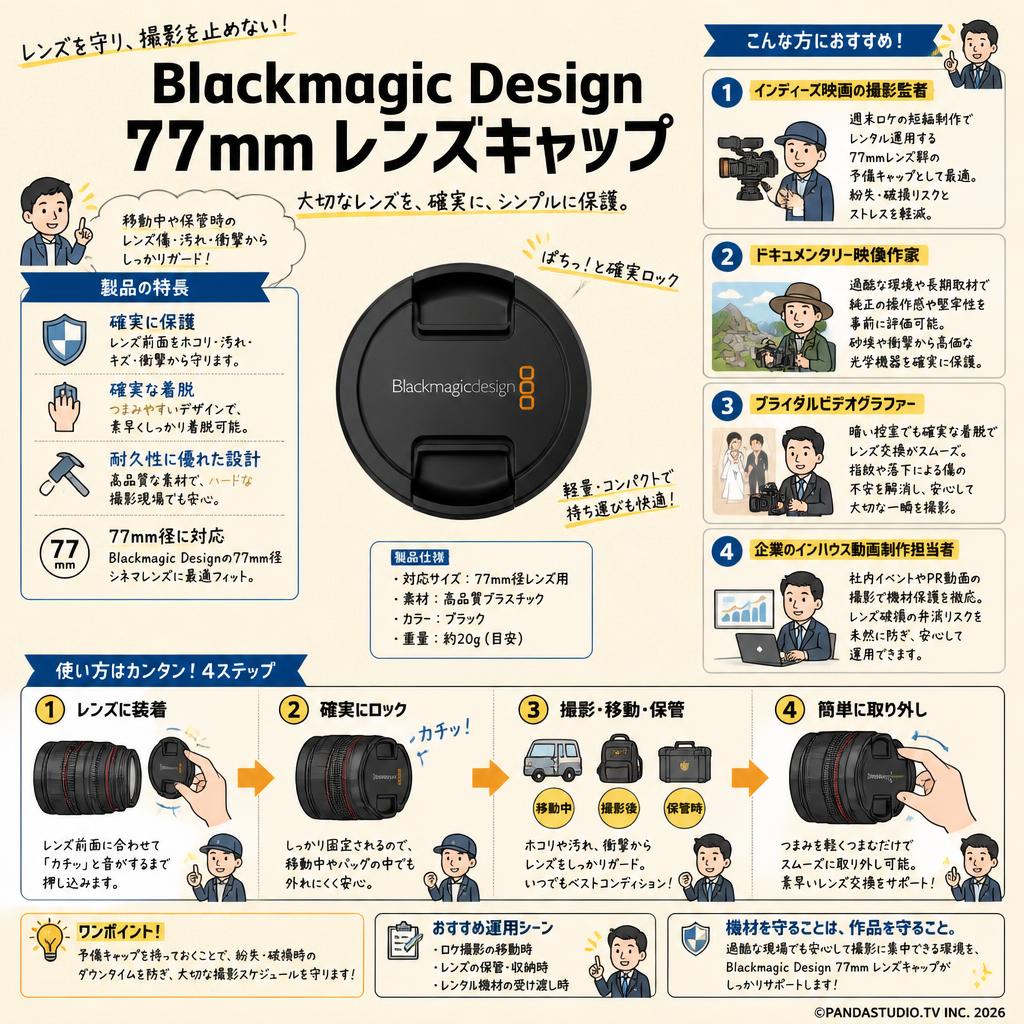 Blackmagic design 77mm Lens Cap 77mm Lens Cap おもな対象のお客様