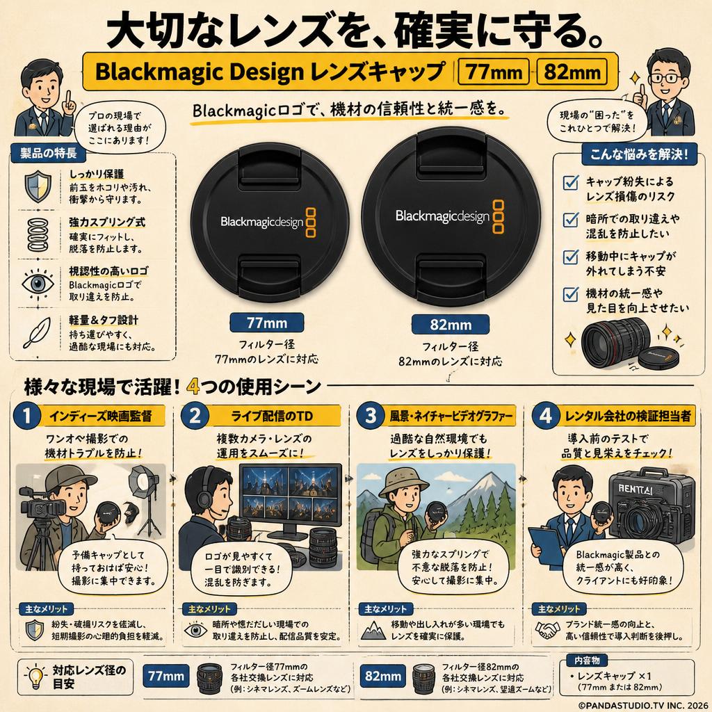 Blackmagic design 77mm Lens Cap 82mm Lens Cap おもな対象のお客様