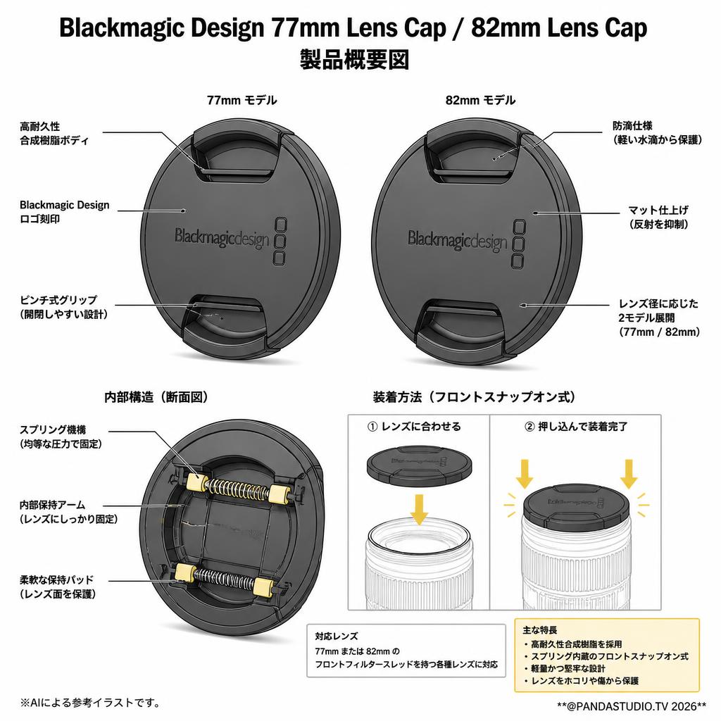 Blackmagic design 77mm Lens Cap 82mm Lens Cap スペック