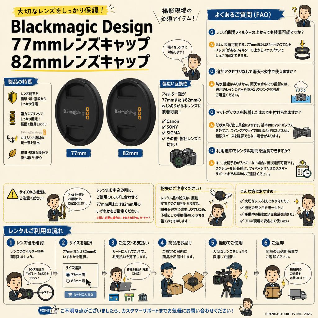 Blackmagic design 77mm Lens Cap 82mm Lens Cap FAQ（よくある質問と答え）
