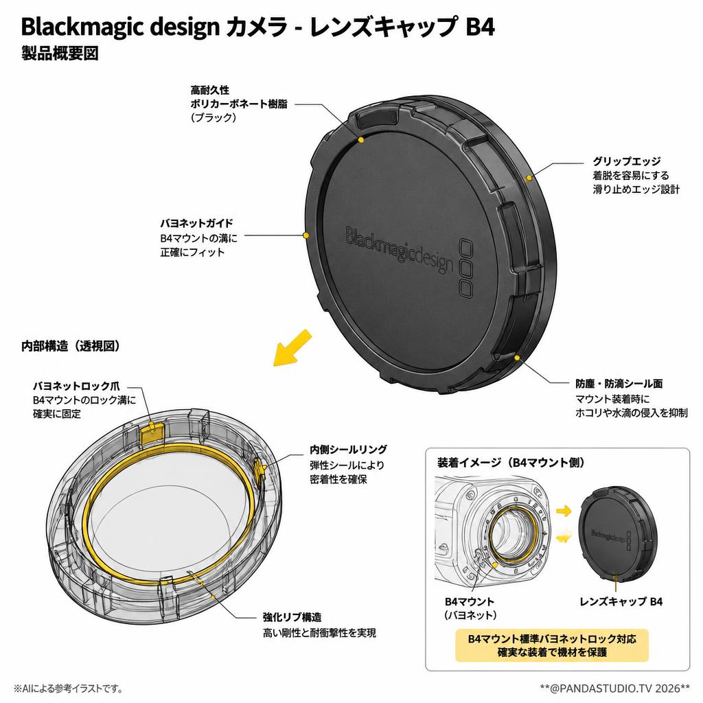 Blackmagic design Camera - Lens Cap B4 スペック