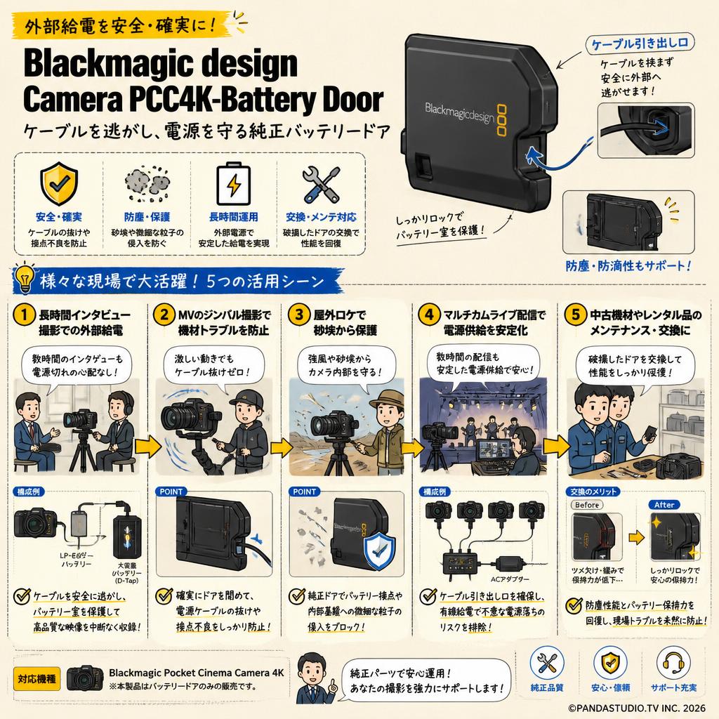 Blackmagic design Camera PCC4K-Battery Door 用途
