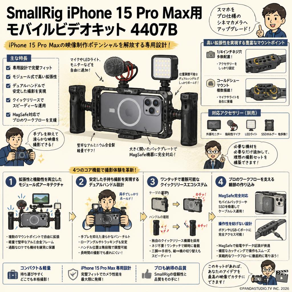 SmallRig iPhone 15 Pro Max用モバイルビデオキット 4407B 概要