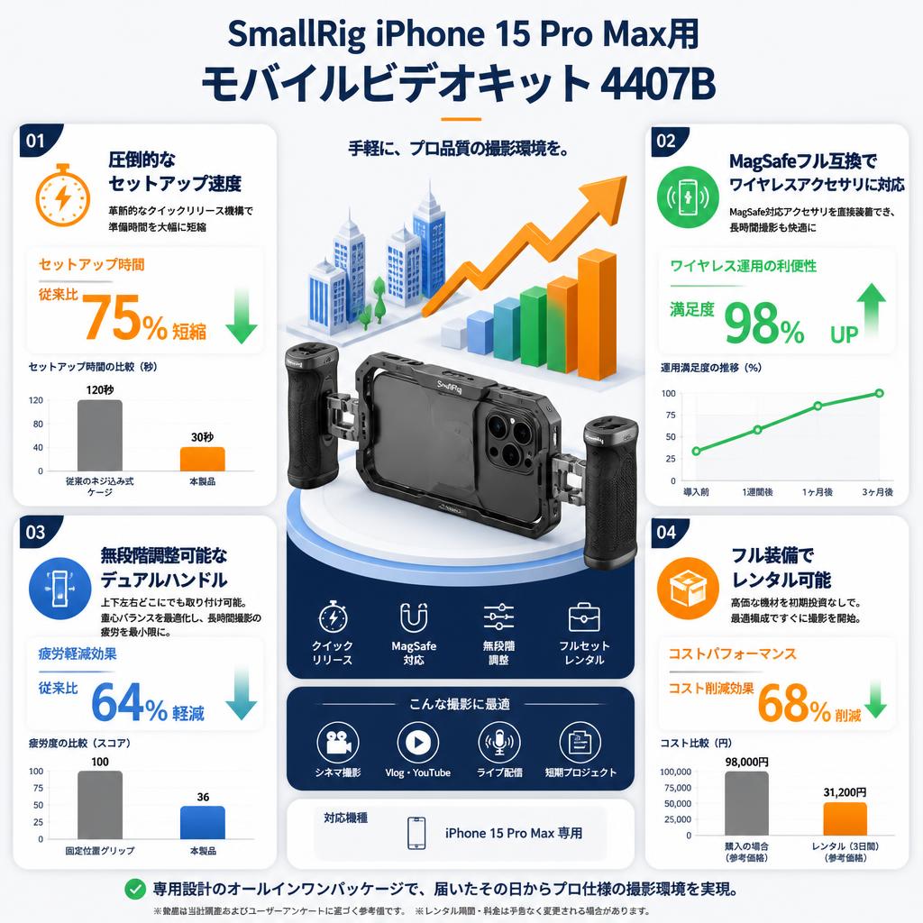 SmallRig iPhone 15 Pro Max用モバイルビデオキット 4407B セールスポイント