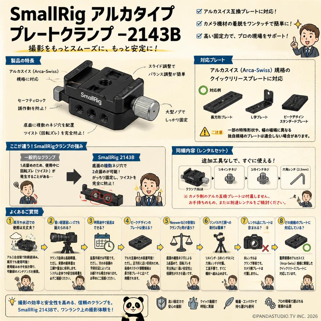 SmallRig Arcaタイププレートクランプ アルカクイックリリースクランプ-2143B FAQ（よくある質問と答え）