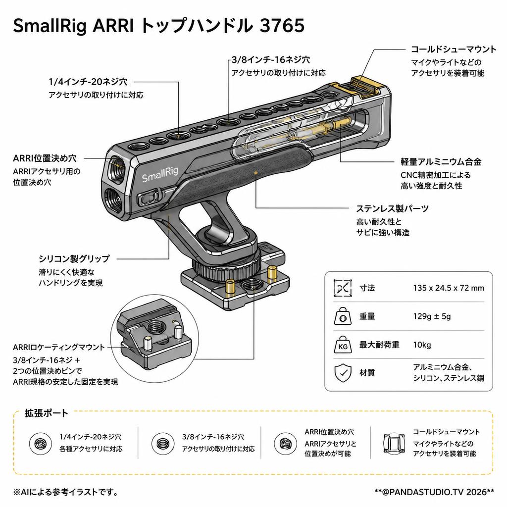 SmallRig ARRI トップハンドル 3765 スペック