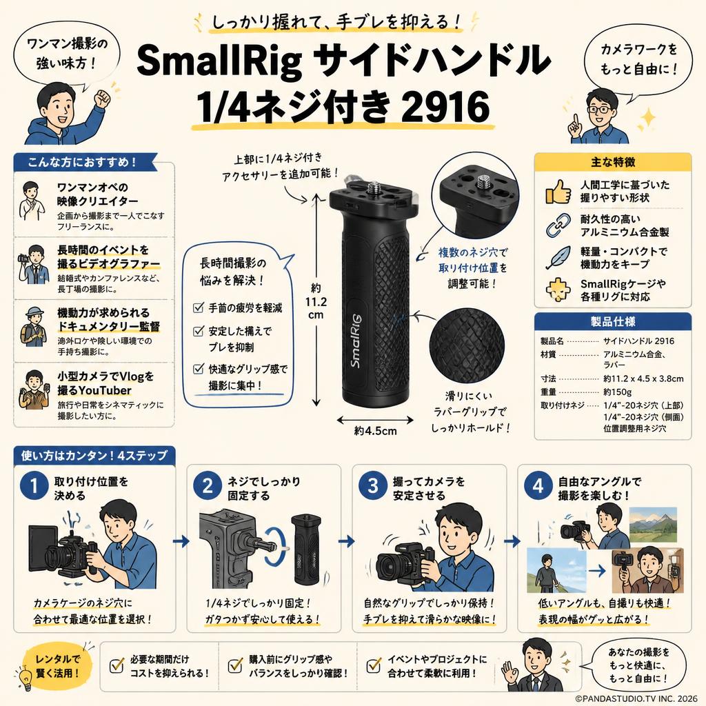 SmallRig サイドハンドル 1/4ネジ付き 2916 おもな対象のお客様