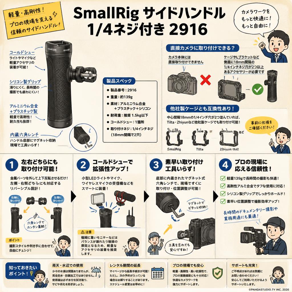 SmallRig サイドハンドル 1/4ネジ付き 2916 FAQ（よくある質問と答え）