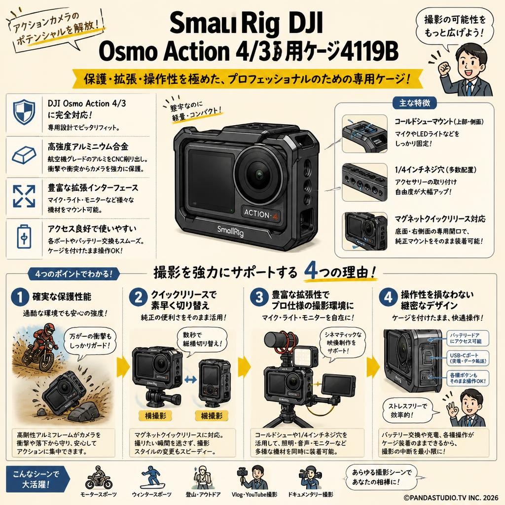 SmallRig DJI Osmo Action 4/3用ケージ4119B 概要