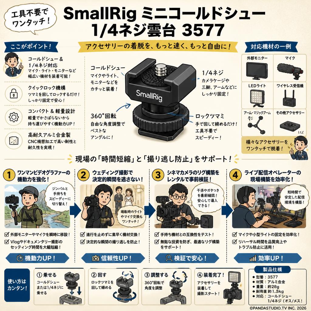 SmallRig ミニコールドシュー1/4ネジ雲台 3577 おもな対象のお客様
