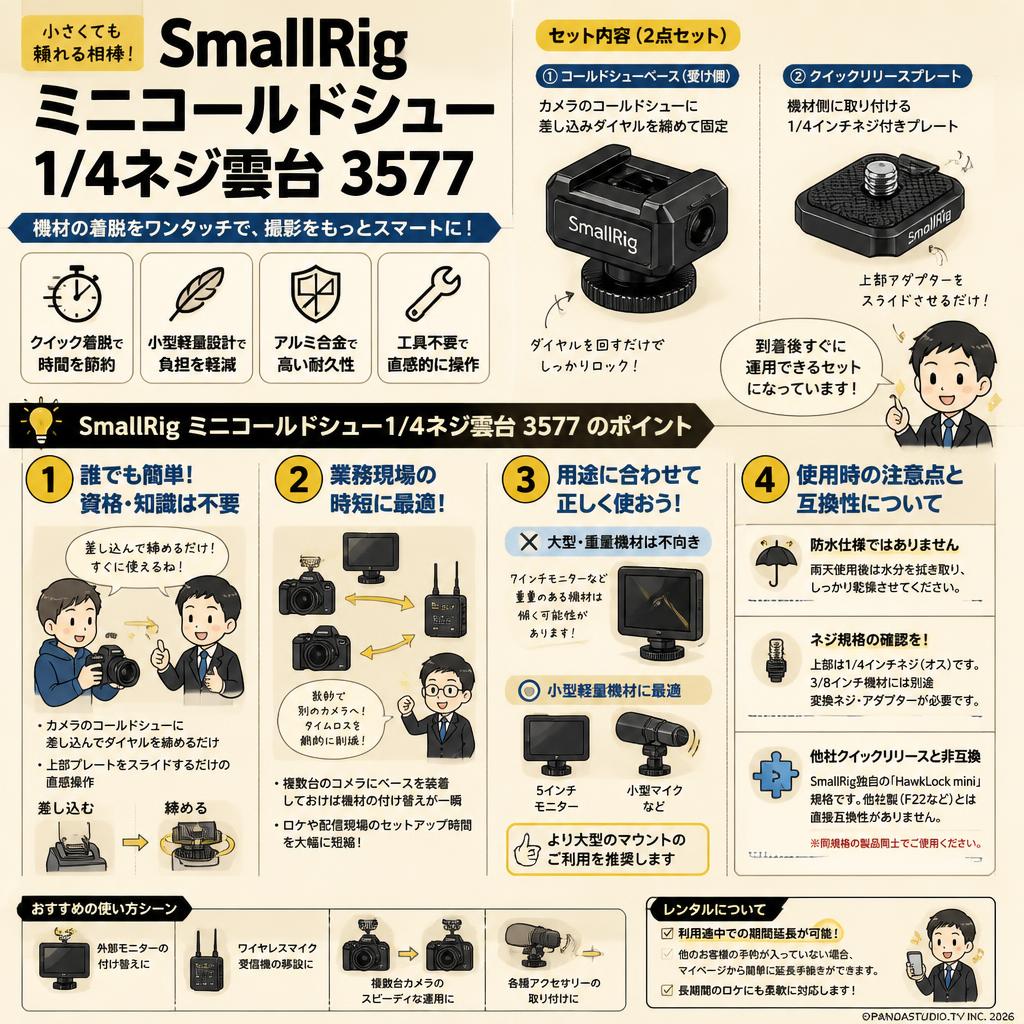 SmallRig ミニコールドシュー1/4ネジ雲台 3577 FAQ（よくある質問と答え）