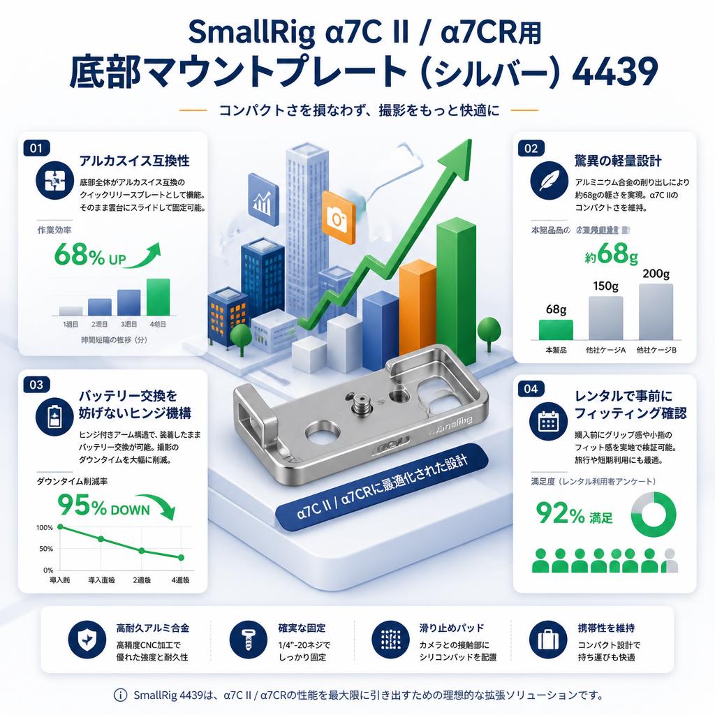 SmallRigSony Alpha 7C II / Alpha 7CR用底部マウントプレート（シルバー）4439 セールスポイント