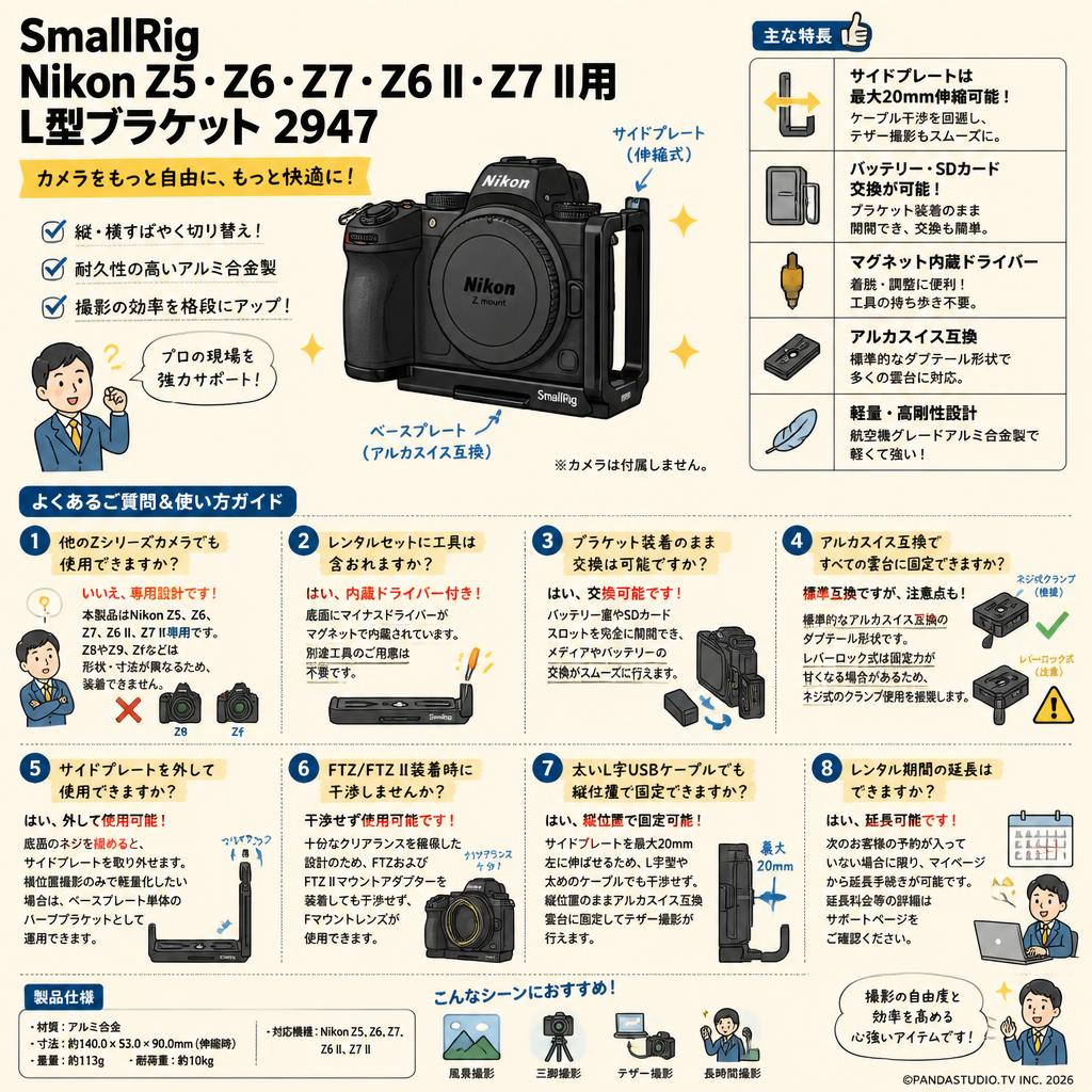 SmallRig Nikon Z5・Z6・Z7・Z6 II・Z7 II用L型ブラケット 2947 FAQ（よくある質問と答え）