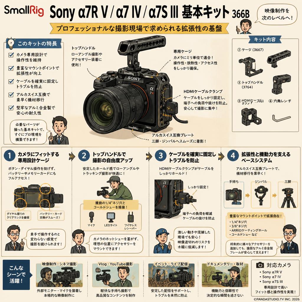 SmallRig Sony α7R V / α7 IV / α7S III基本キット 3668B 概要