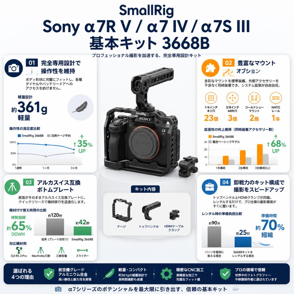 SmallRig Sony α7R V / α7 IV / α7S III基本キット 3668B セールスポイント