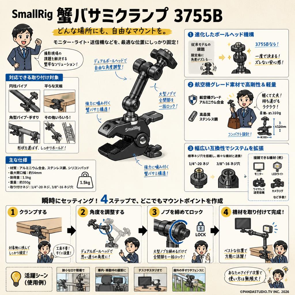 SmallRig 蟹バサミクランプ 3755B 概要