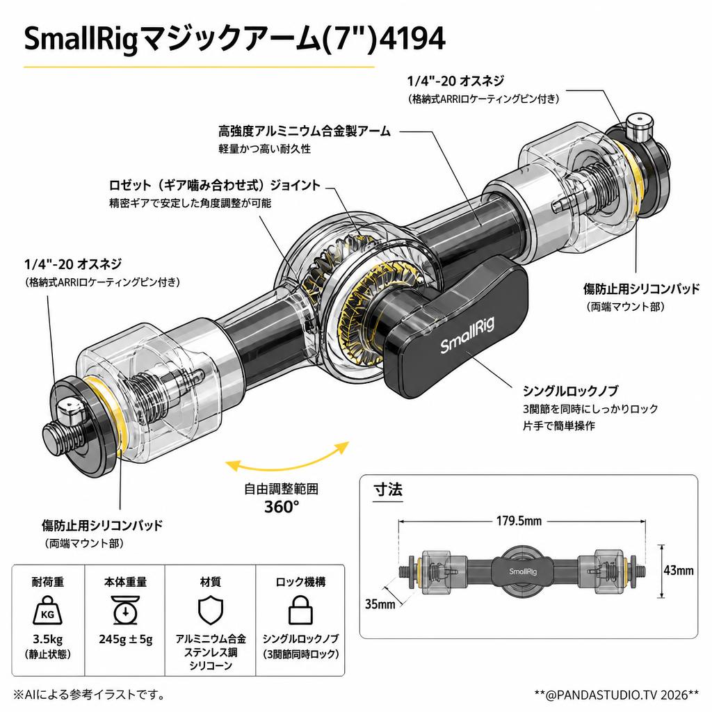 SmallRigマジックアーム(7")4194 スペック