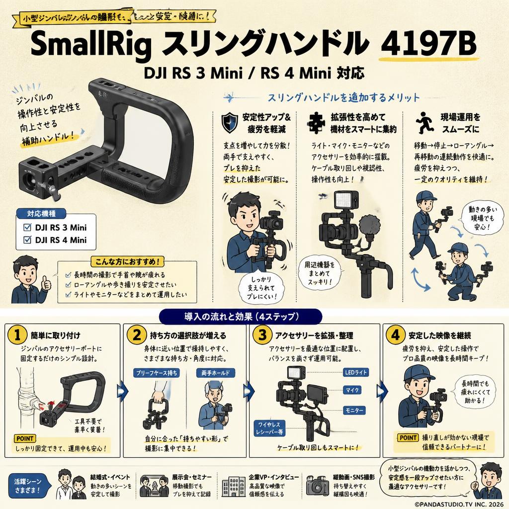 SmallRig DJI RS 3 Mini/RS 4 Mini対応 用スリングハンドル 4197B 概要