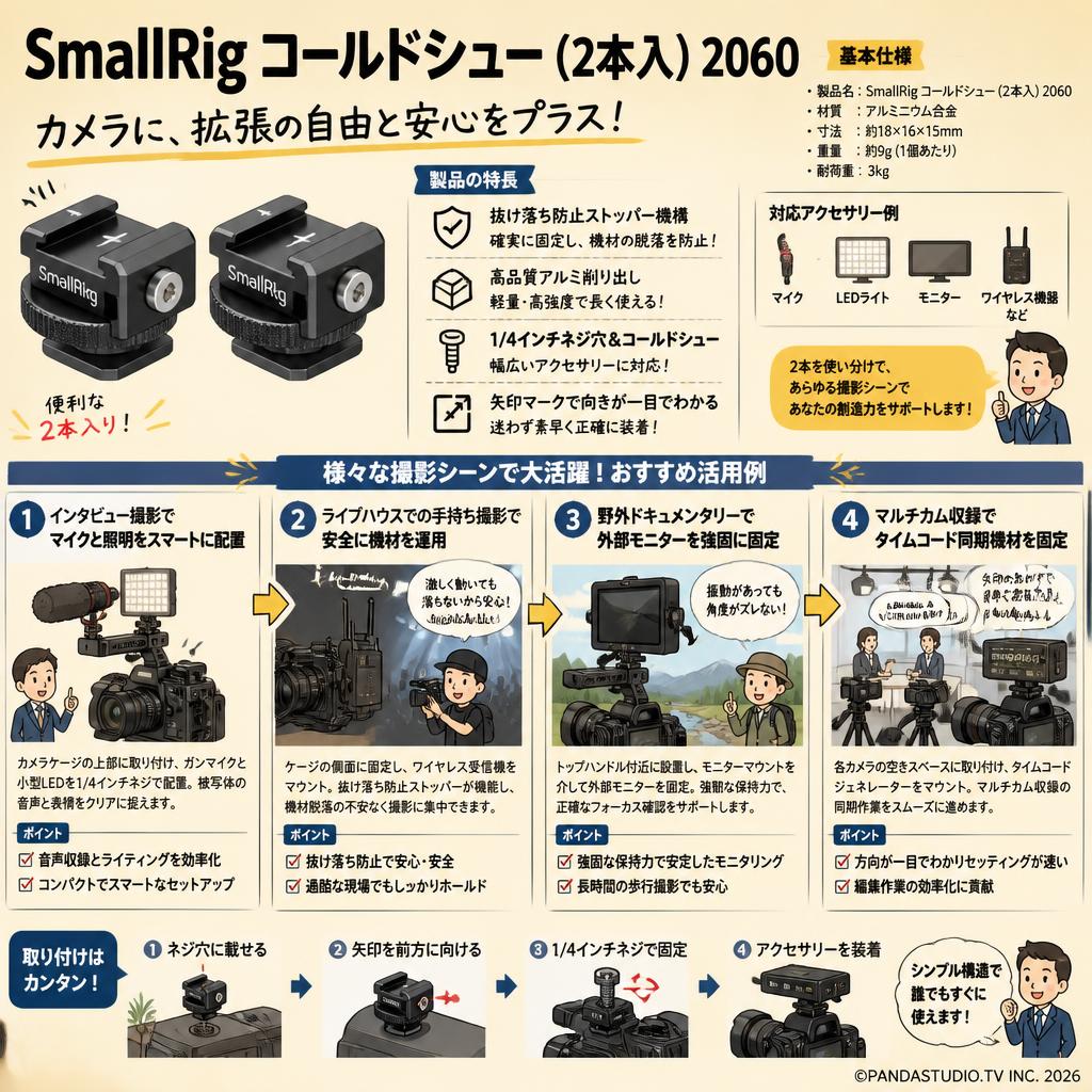 SmallRig コールドシュー (2本入) 2060 用途