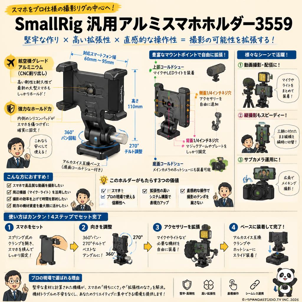 SmallRig 汎用アルミスマホホルダー3559 概要