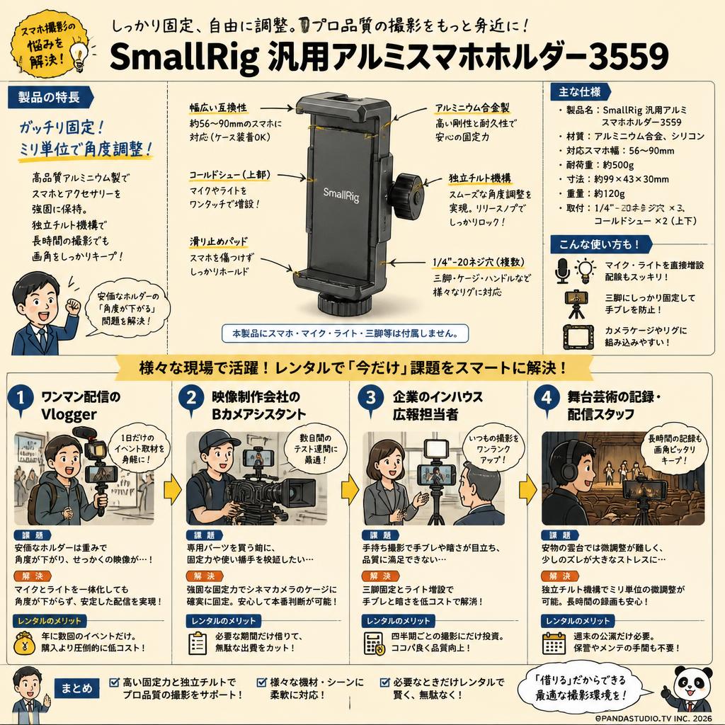 SmallRig 汎用アルミスマホホルダー3559 おもな対象のお客様