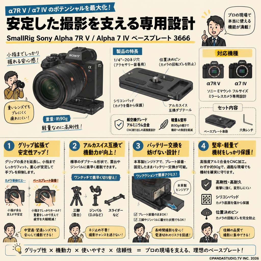 SmallRig Sony Alpha 7R V / Alpha 7 IV ベースプレート 3666 概要