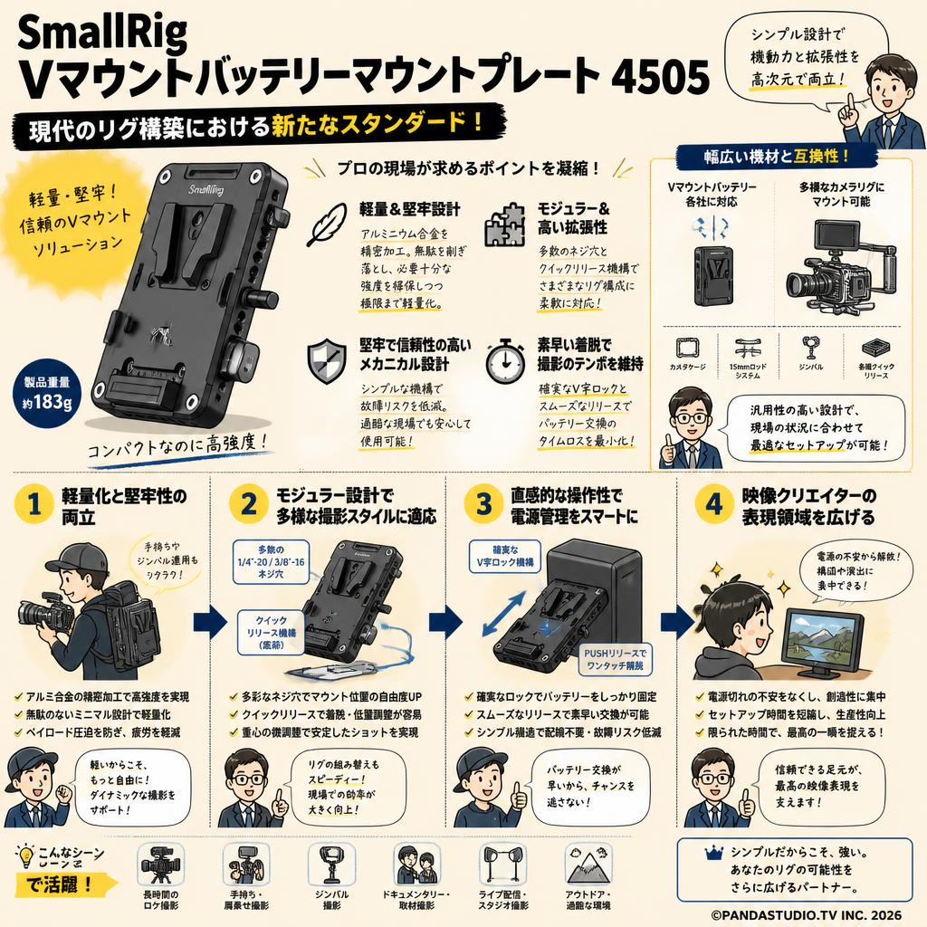 SmallRig Vマウントバッテリーマウントプレート 4505 概要