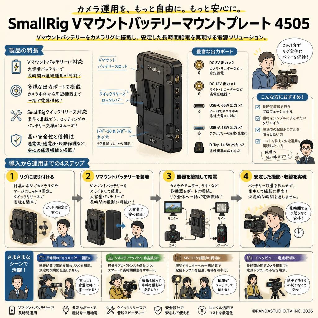 SmallRig Vマウントバッテリーマウントプレート 4505 おもな対象のお客様