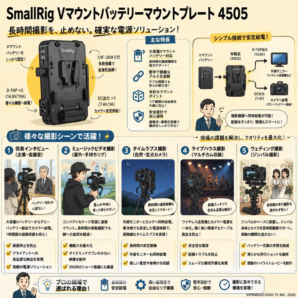SmallRig Vマウントバッテリーマウントプレート 4505 用途