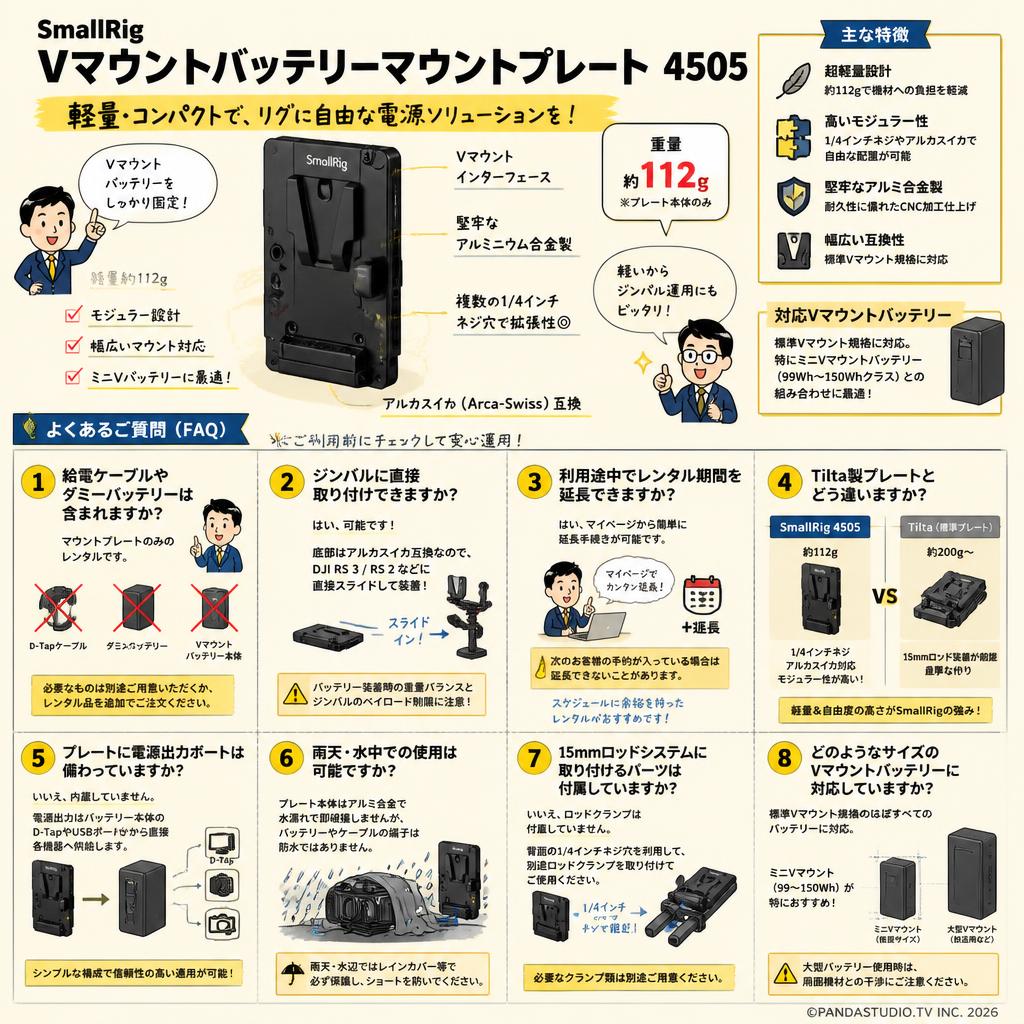SmallRig Vマウントバッテリーマウントプレート 4505 FAQ（よくある質問と答え）