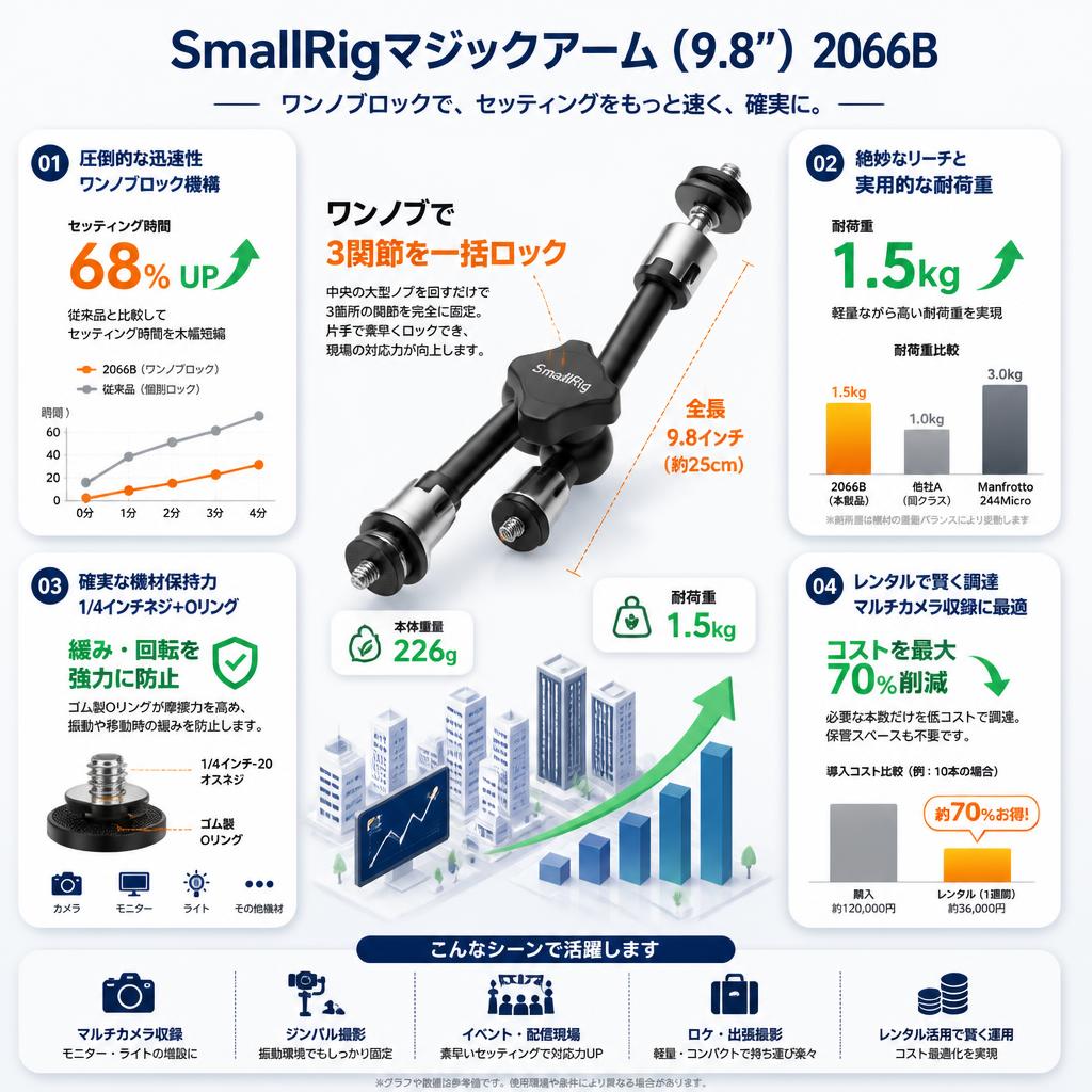 SmallRigマジックアーム（9.8”） 2066B セールスポイント