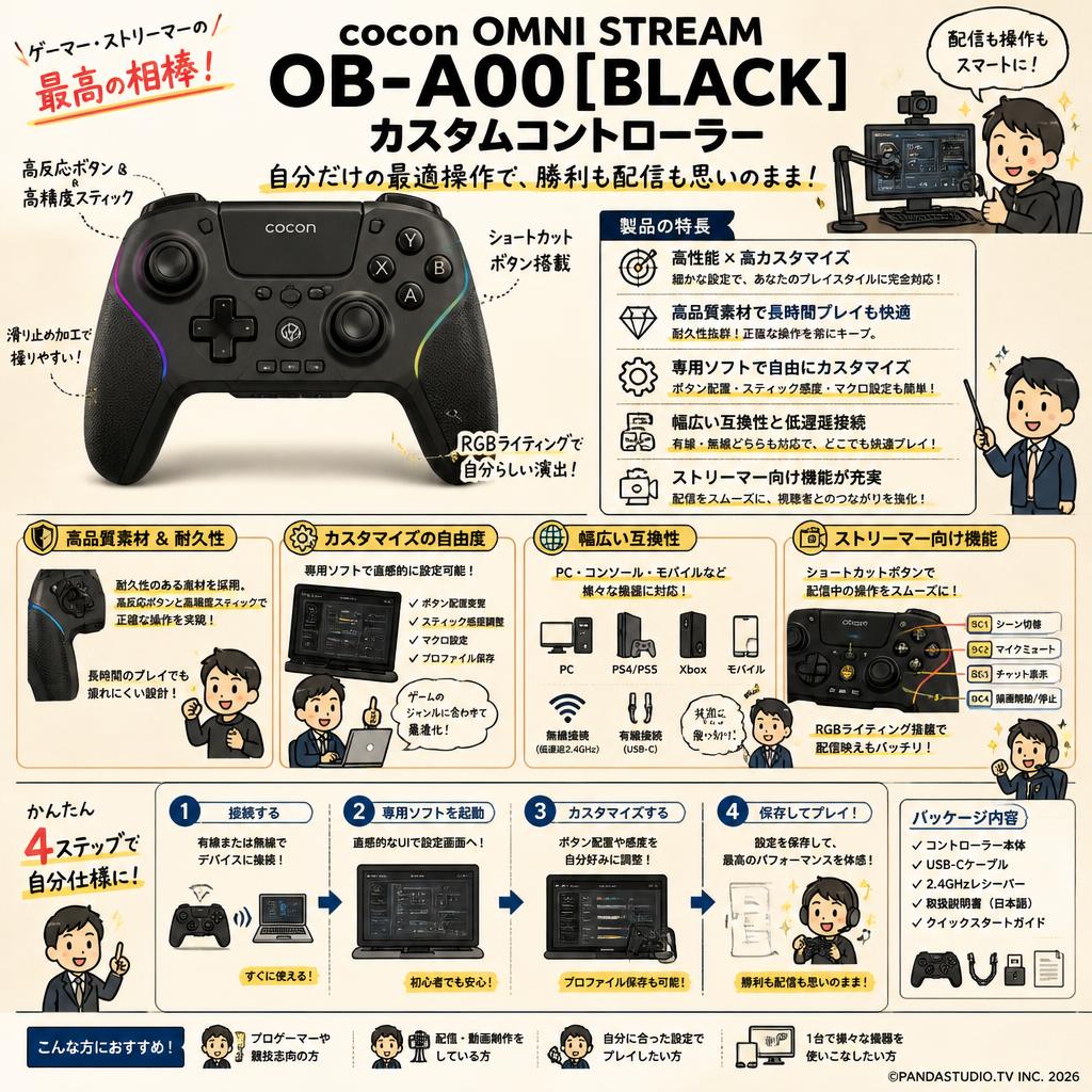 cocon OMNI STREAM OB-A00[BLACK] カスタムコントローラー 概要