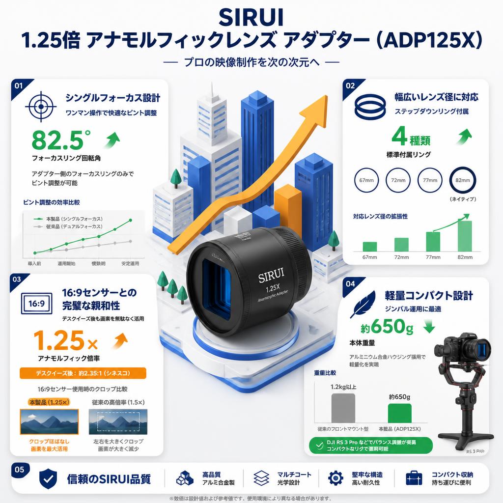 SIRUI 1.25倍 アナモルフィックレンズ アダプター（ADP125X） セールスポイント