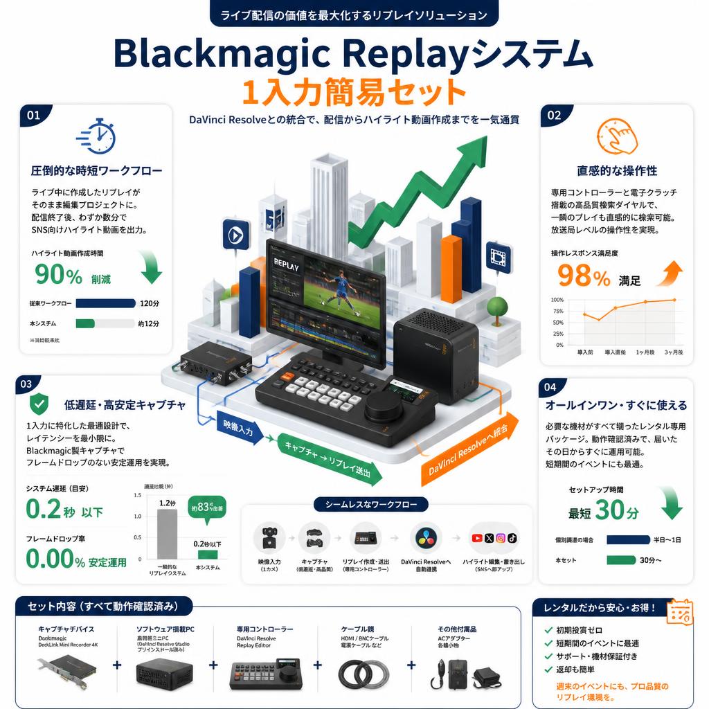 Blackmagic Replayシステム  1入力簡易セット セールスポイント