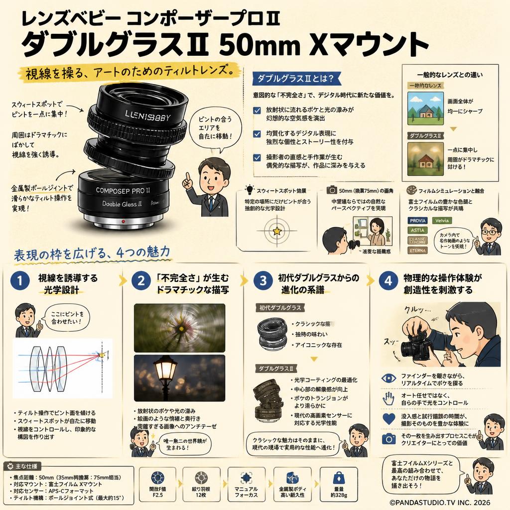 レンズベビー コンポーザープロⅡ ダブルグラスⅡ 50mm Xマウント 概要
