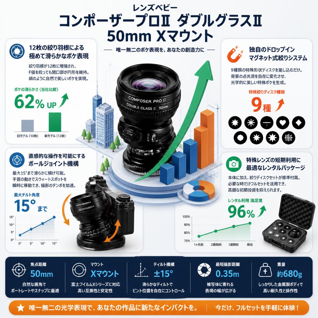 レンズベビー コンポーザープロⅡ ダブルグラスⅡ 50mm Xマウント セールスポイント