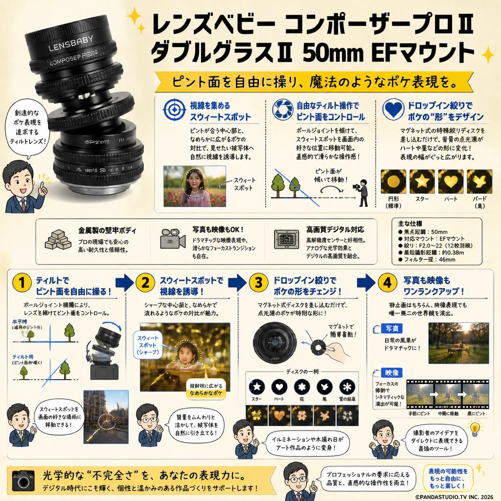 レンズベビー コンポーザープロⅡ ダブルグラスⅡ 50mm EFマウント 概要
