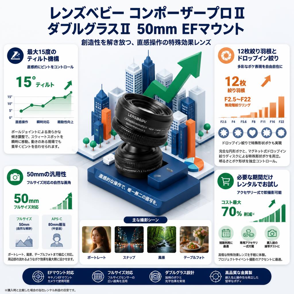 レンズベビー コンポーザープロⅡ ダブルグラスⅡ 50mm EFマウント セールスポイント