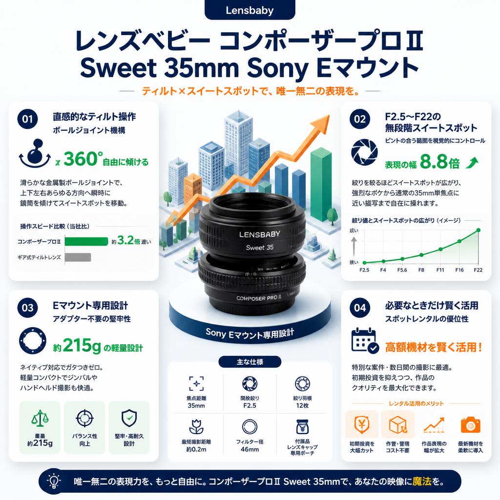 レンズベビー コンポーザープロⅡ Sweet 35mm Sony Eマウント セールスポイント