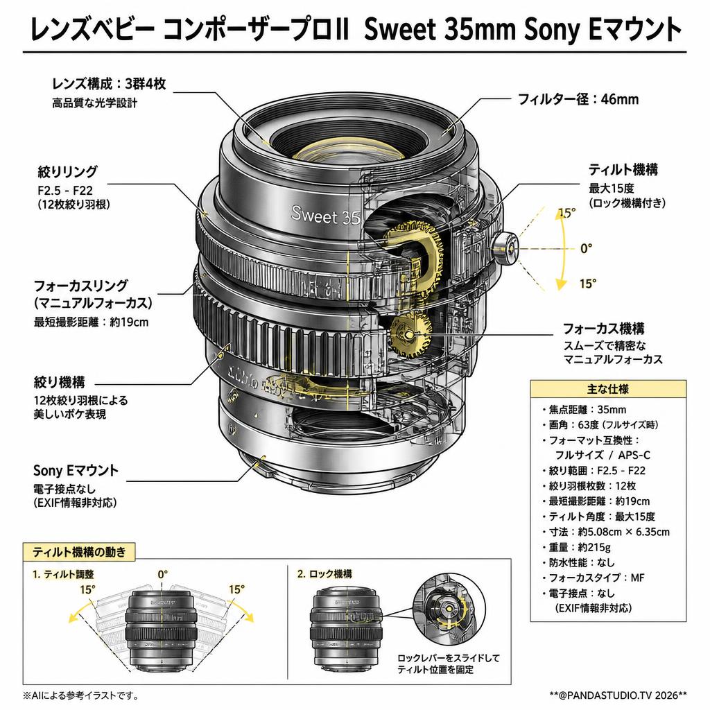 レンズベビー コンポーザープロⅡ Sweet 35mm Sony Eマウント スペック