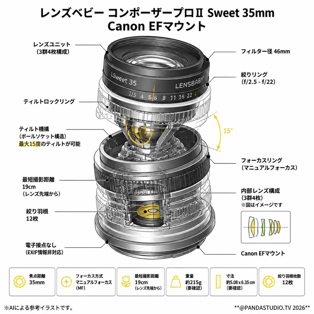 レンズベビー コンポーザープロⅡ Sweet 35mm Canon EFマウント スペック