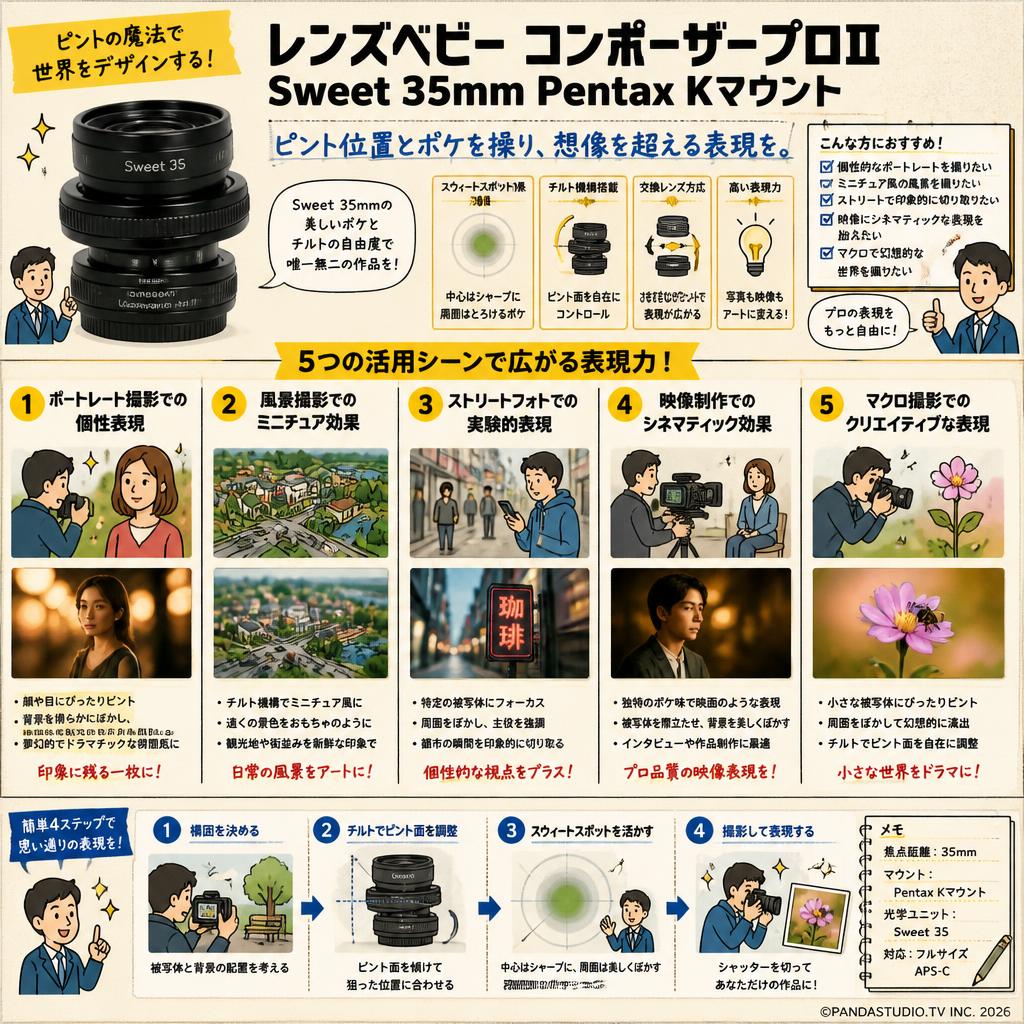 レンズベビー コンポーザープロⅡ Sweet 35mm Pentax Kマウント 用途