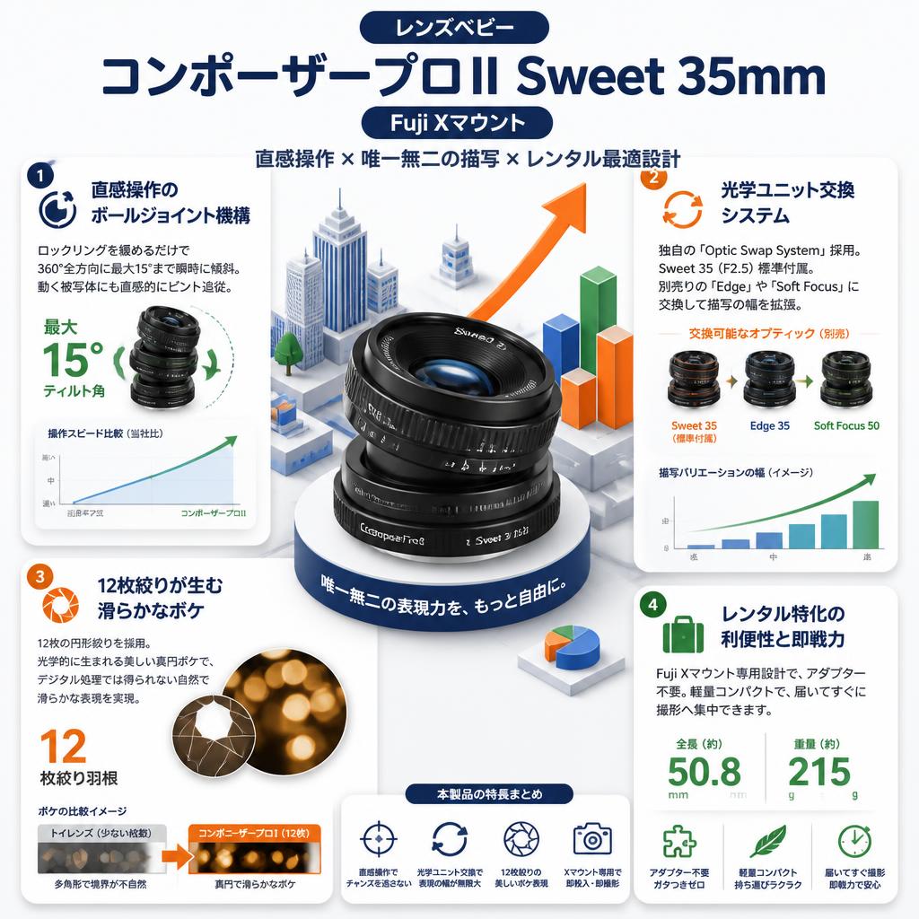 レンズベビー コンポーザープロⅡ Sweet 35mm Fuji Xマウント セールスポイント